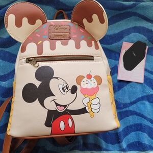 Disney Cream and Brown Mickey Mouse Ice Cream Bag